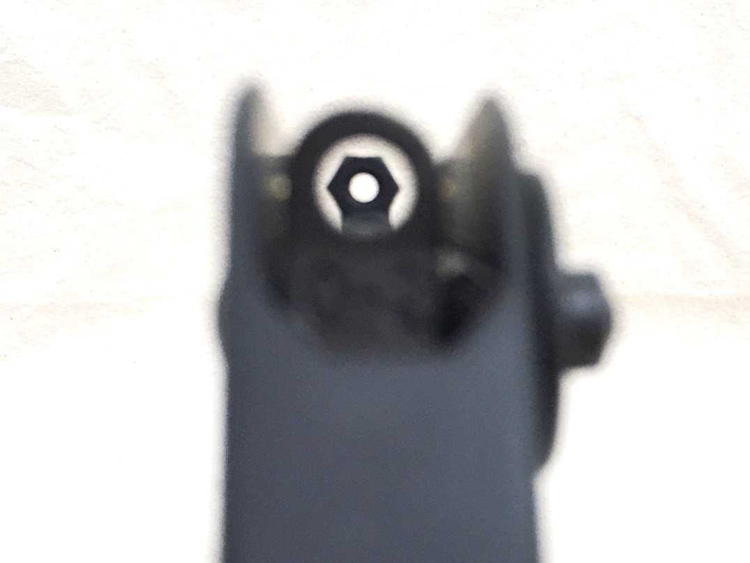 Sight picture with large aperture rear and machine nut ghost aperture front sight