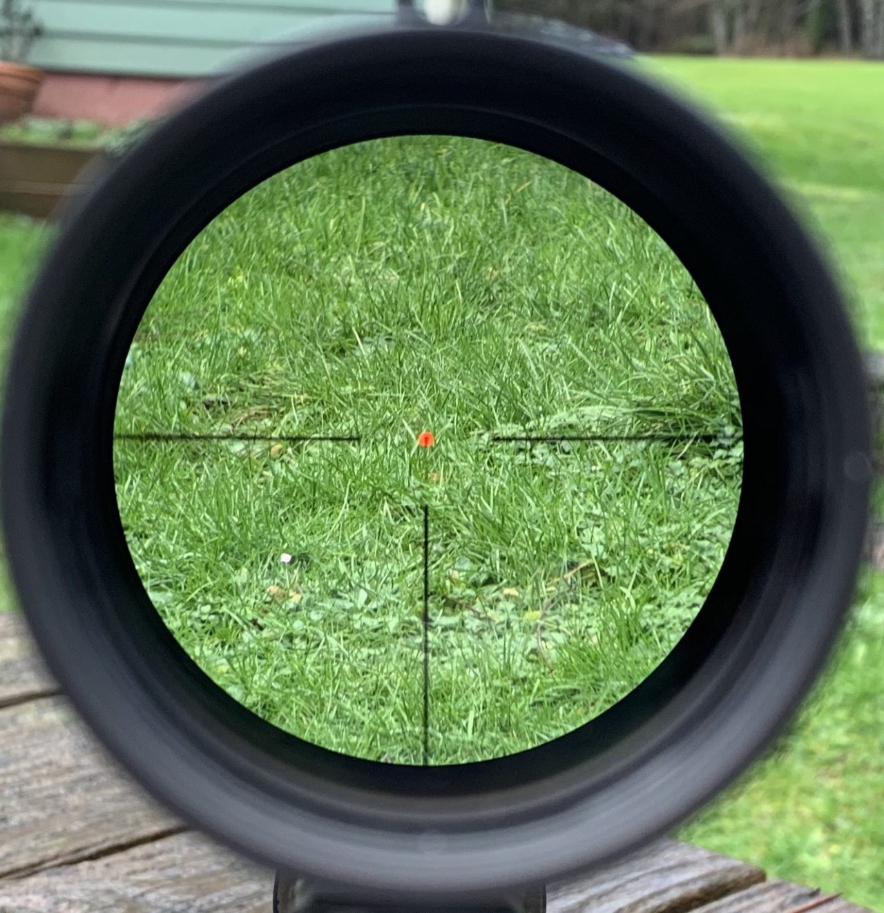 The bold crosshairs draw your eye to the reticle. The reticle is nice and bright on overcast days in the Pacific Northwest