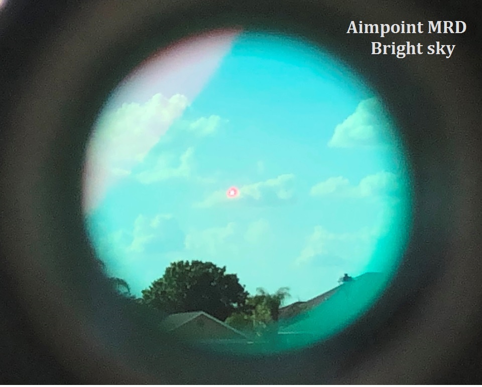 Aimpoint on full brightness. Can you see the dot? It kinda washes out, it's just a pin prick of light