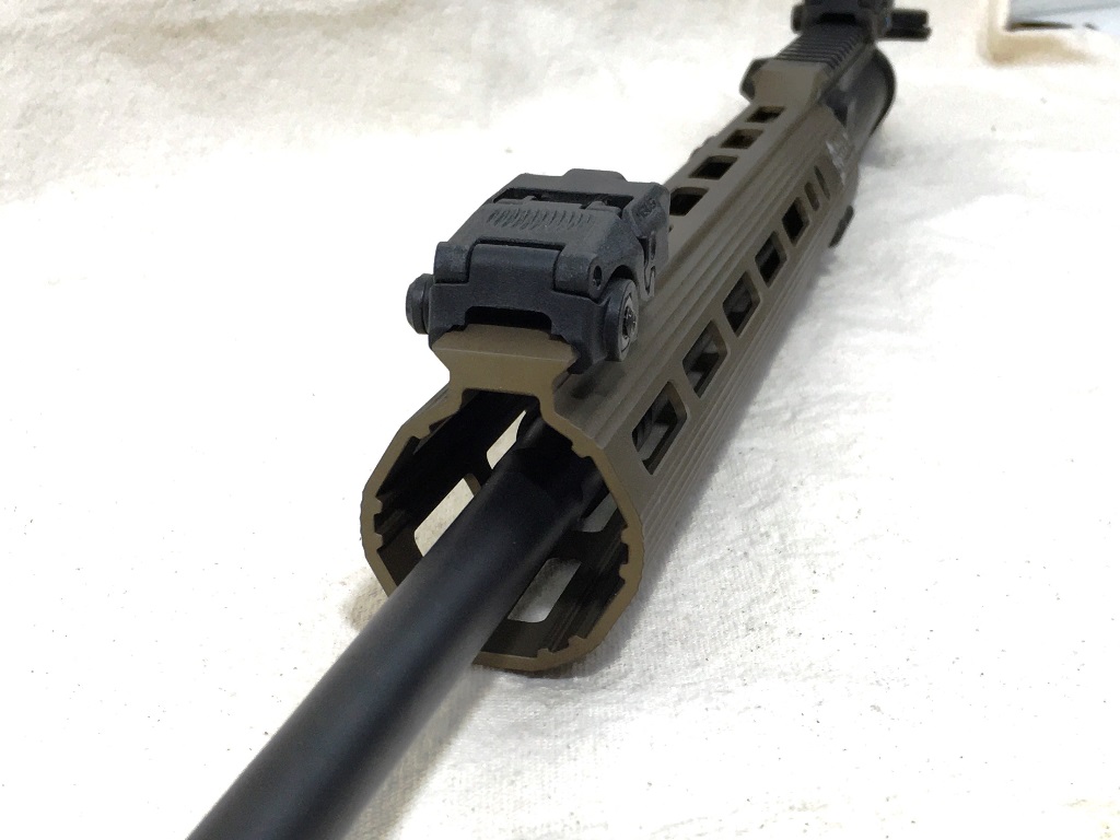 If you want to use BUIS, get the V-2. ALG offers a bolt-on rail for the smooth top rails, but it might interfere with the gasblock underneath. The V-2 has the rail already machined in place, with lots of room for the gas block