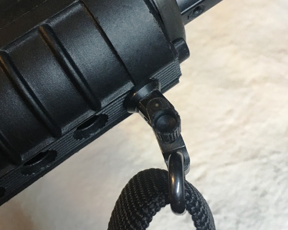 Knights Industries makes a sling stud that attaches through the holes in standard handguards