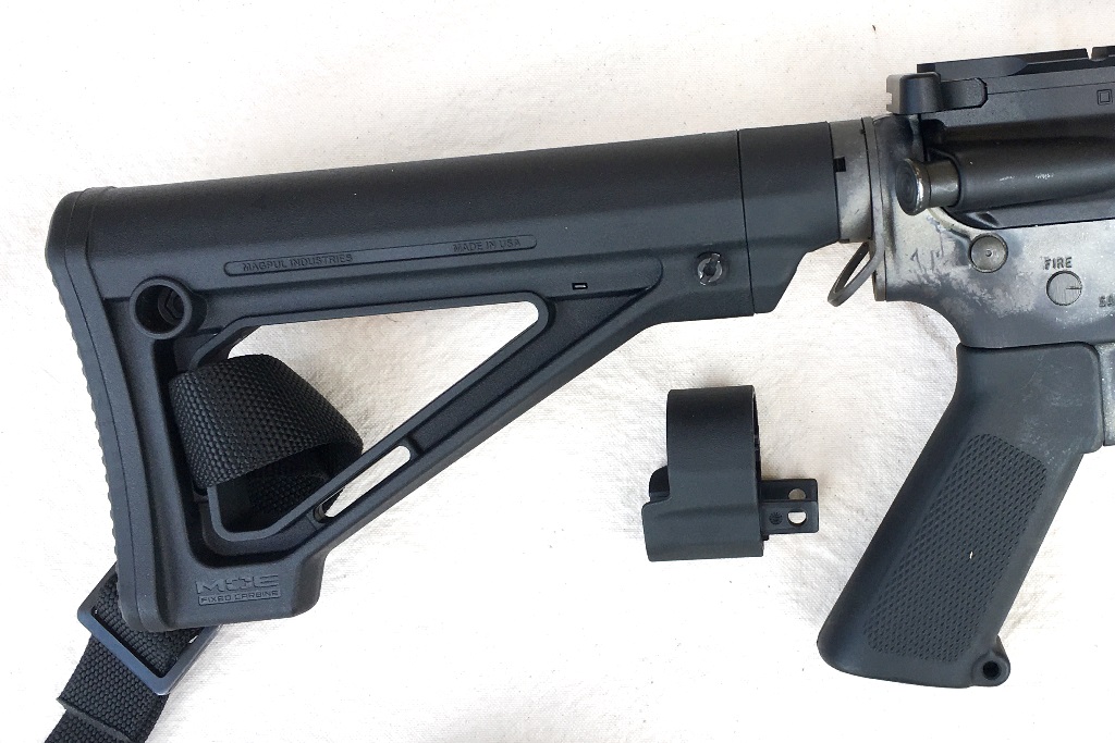 The Magpul MOE Fixed stock fits tightly on a carbine receiver extension and allows for two different lengths. The spacer can be added for those needing a longer stock